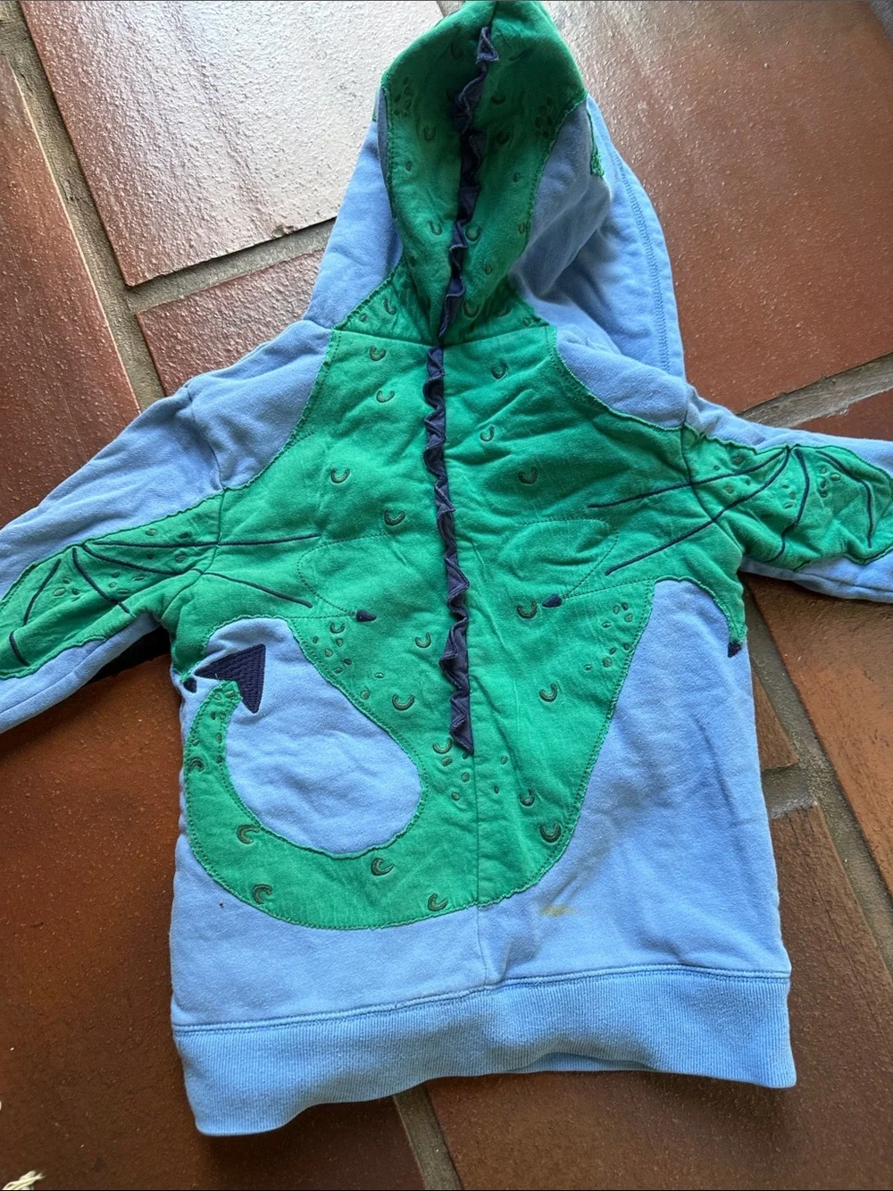 Mini Boden Blue Hoodie with dragon fleece lining 6-7y 🐉💙well loved